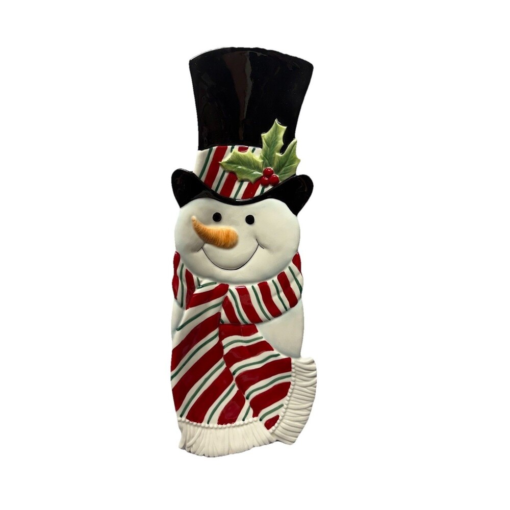 Fitz and Floyd Snack Therapy Christmas Snowman Serving Dish Plate Holidays